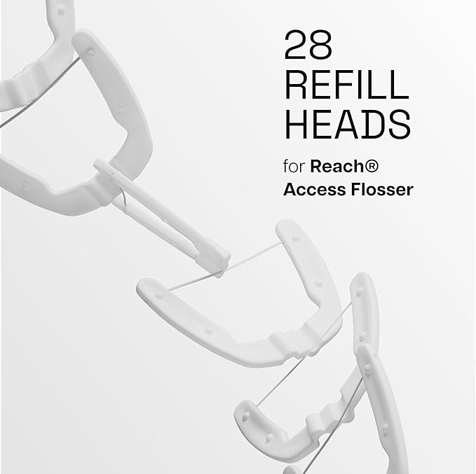 Reach Ultraclean Access Flosser Bundle, Unflavored, Plaque Remover for Teeth, for Hard to Reach Areas, Oral Care, PFAS-Free, 1 Flosser Starter Kit + 3 Packs Refill Heads