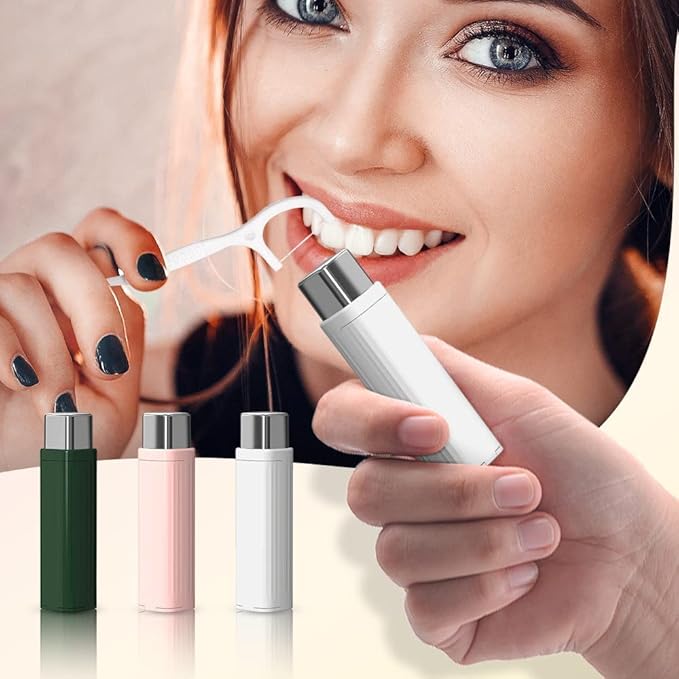 Portable Floss Dispenser with 100 Pcs Dental Floss, Dental Floss Dispenser Dental Floss Picks Case,Portable Automatic Floss Dispenser Floss Organizer Travel Floss Case (MIX-3PCS)