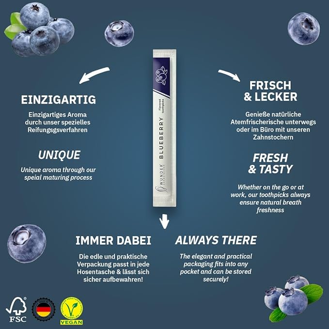 Wonder Toothpicks with Flavor - 100x Flavored toothpicks Individually Packed in 8 Refreshing Varieties - Gentle Oral Hygiene - Fresh Breath - Individually Packed Toothpicks with Flavor