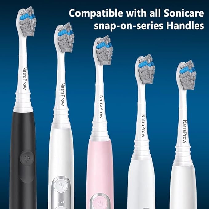 NatraProw Toothbrush Heads for Sonicare Replacement Heads,Brush Heads Compatible with Philips Sonicare Snap-On Electric Toothbrush,Bamboo Charcoal Bristle,6 Count