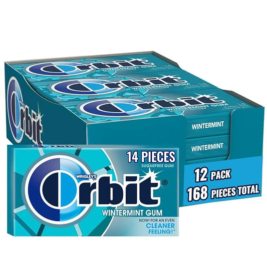 ORBIT Gum Wintermint Sugar-Free Chewing Gum, 12 Packs Bulk, 14 Pieces Each (168 Total)