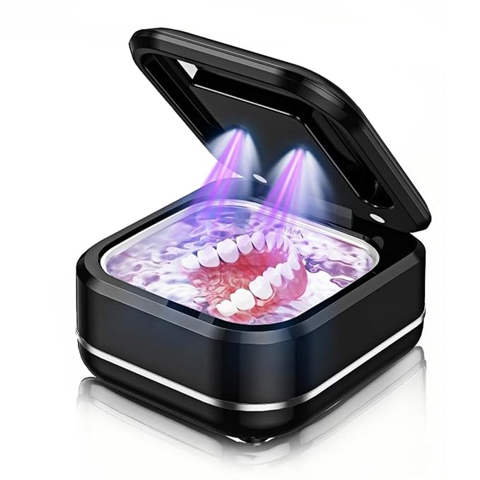 Ultrasonic Retainer Cleaner Machine for Dental Appliances. 2 Cleaning Modes（42khz, 24w，180ml Black,YKL）