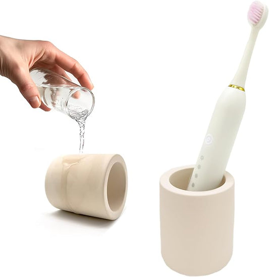 Mini Toothbrush Holders for Bathrooms - Diatomite Quick-Dry Organizer, Compact Portable Toothbrush Holder for Countertop, Shower & Travel Storage