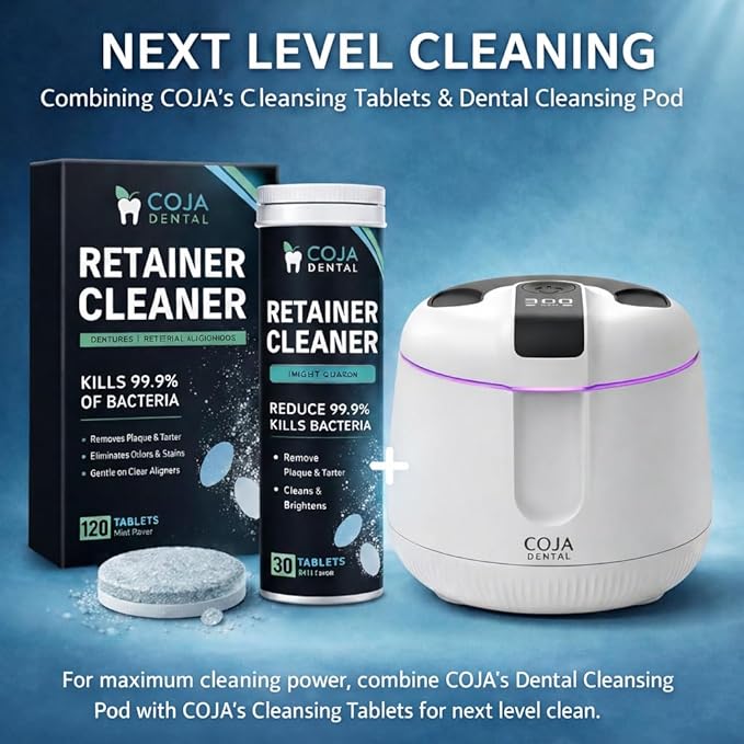 | Oral Cleansing Pod Pro + UV | Dentist-Designed Dental Pod for Retainers, Dentures & Aligners | Rechargeable USB-C (Artic White)