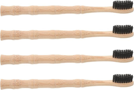 4Pcs Toothbrushes Soft Bristles Dark Curved Head Creative Design Biodegradable Manual Toothbrush Set for Household and Travel Use