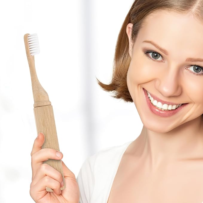 Soft Bristles Toothbrush for Adults Foldable Portable Travel Toothbrush with Handle Gentle Cleaning Bristles Comfortable Grip for Men and Women