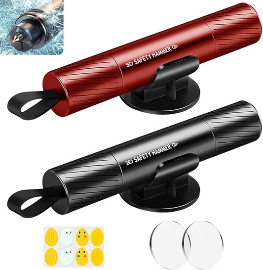 Safehammer - 2025 Upgraded Safe Hammer Glass Breaker Under Water, Car Hammer Seatbelt Cutter Window Breaker Emergency Escape Tool,Free Antiskid, Safehammer Glass Breaker for New Cars (2PCS)