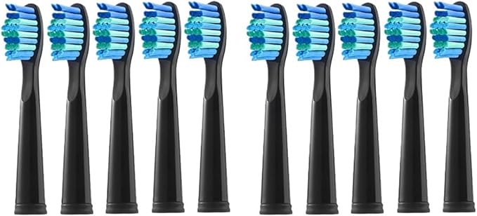 Replacement Electric Toothbrush Head Bristle Brush Refill,Compatible for Fairywill FW-D1/FW-D3/FW-D7(10 PCS BK)