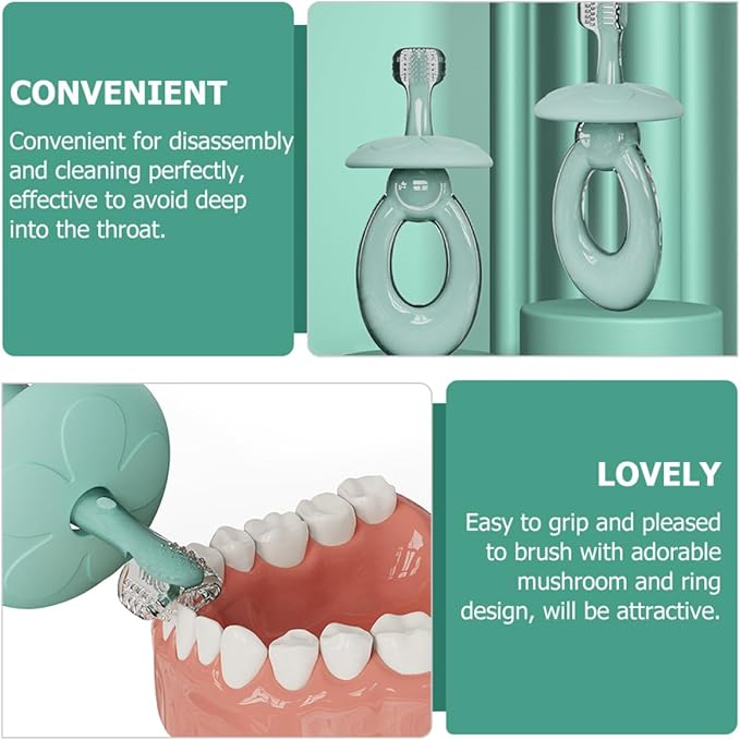 Silicone 3D Toothbrush for, Soft Training Toothbrush for Oral Cleaning, Tongue Cleaner, Light Blue, OPP Bag Packaging, Suitable for Dental Care