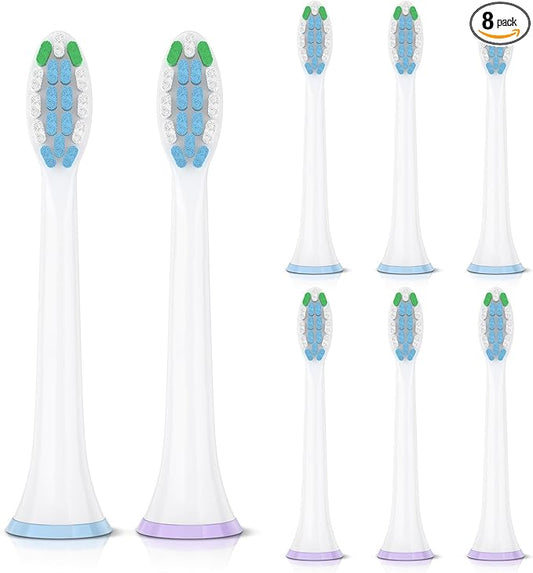 Replacement Toothbrush Heads for Philips Sonicare – Compatible with C1/C2/C3/A3/G2/G3/W3, 4100/5100/6100 Series, DiamondClean & More, 8 Packs