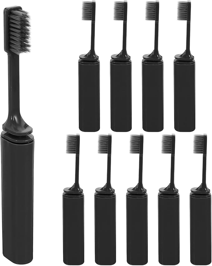 10Pcs Folding Travel Toothbrushes with Soft Bristles and Cover Portable Compact Design for Camping Business Trips and Home Use Lightweight Oral Care
