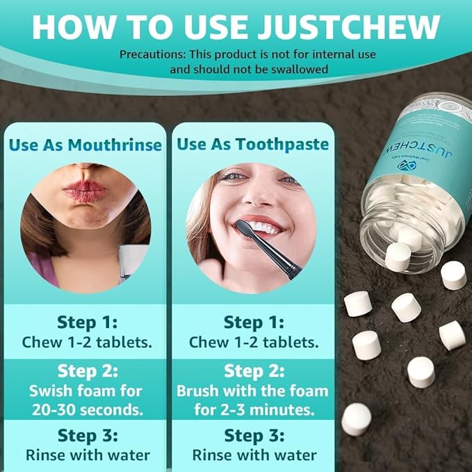 Toothpaste Tablets - Nano Hydroxyapatite,Fluoride & Plastic Free, Eco & Travel Friendly，Natural Whitening Toothpaste - Remineralize with NHA （2 Bottle / 2 Month-Coconut Mint）