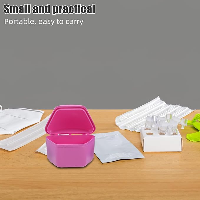 Generic 6pcs Retainer Travel Case: Portable Plastic Denture Container Storage Case - Leak-Proof Retainer Box For Home Outdoor Travel
