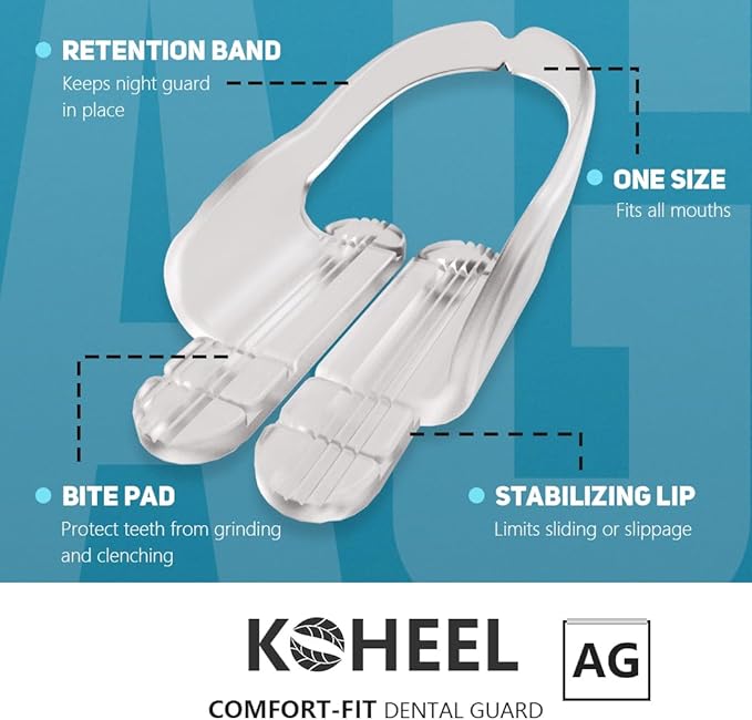KOHEEL AG Adjustable Mouth Guard for Teeth Grinding & Clenching, Thin & Comfort-Fit Dental Guard for Sleeping, TMJ Relief & Bruxism, One Size Fits All (12 Count)