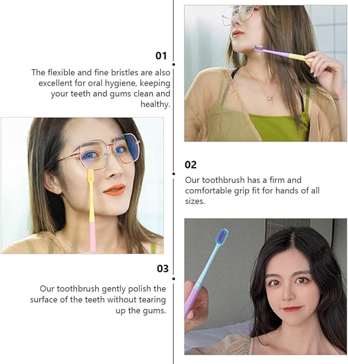 Flexible Small Head Toothbrush 8pcs for Adults with Soft Bristles, Gum Care Manual Toothbrush Set for Home and Travel Use