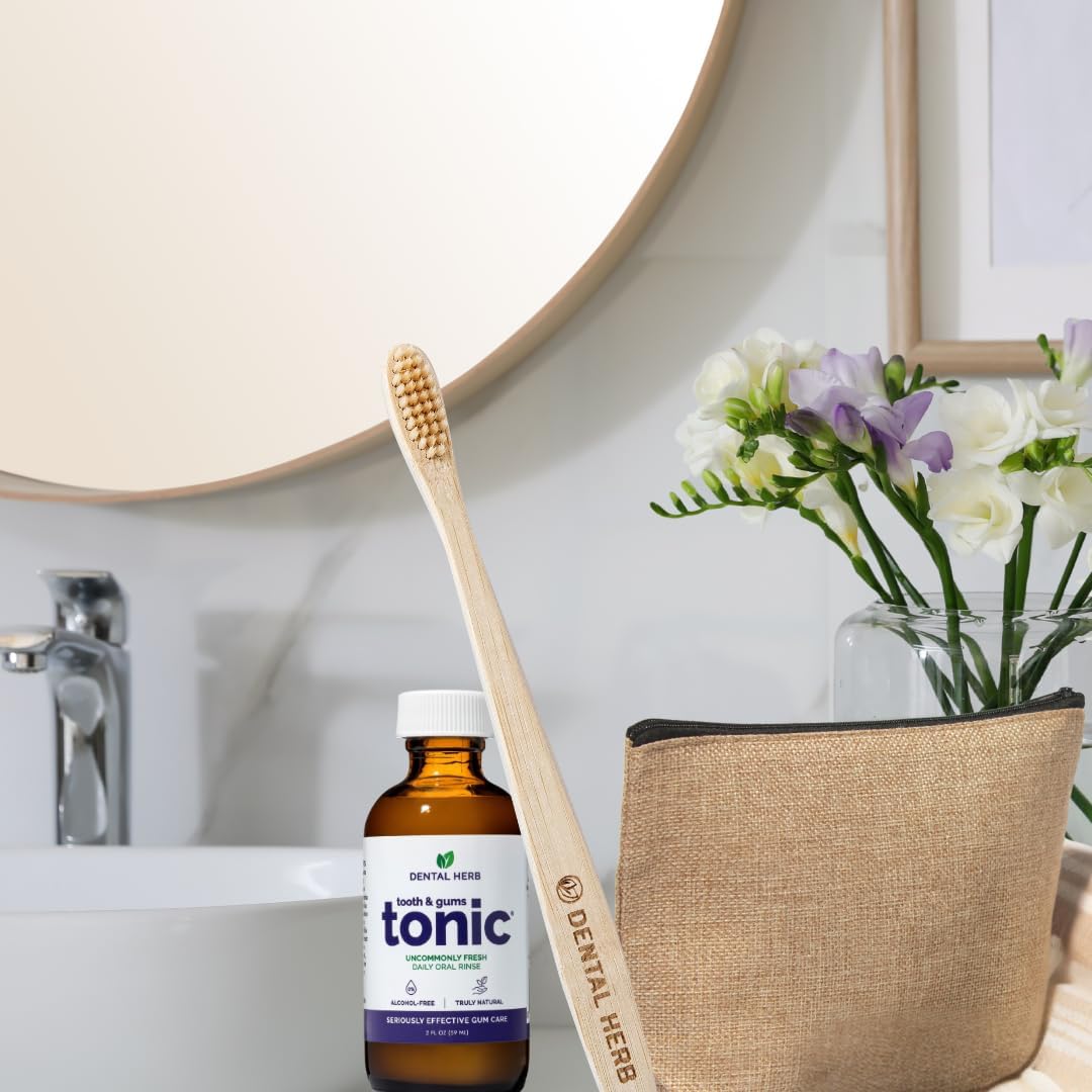 Dental Herb Company Tooth & Gums Tonic Mouth Wash - Travel Size ** (2 oz.) ** Made with Pure Essential Oils to Relieve Bad Breath, Bleeding and Irritated Gums.