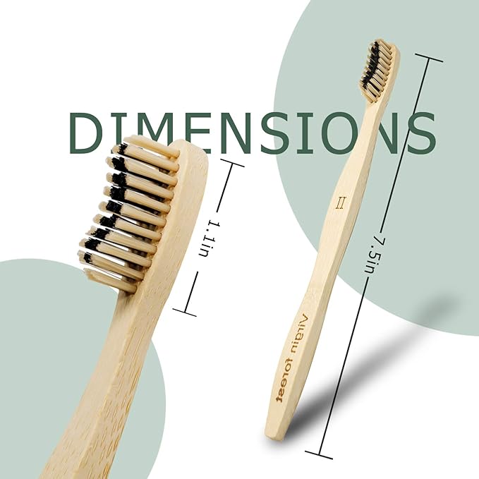 Eco-Friendly Bamboo Toothbrushes - 6 Pack Biodegradable with Charcoal Soft Bristles | Sustainable Dental Care