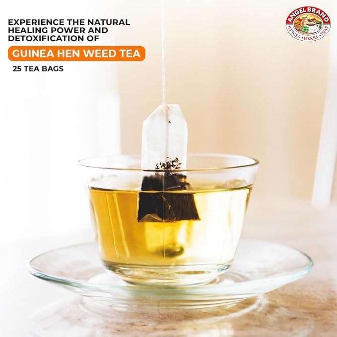 Angel Brand guinea hen weed root tea 25 Tea Bags – blend of Guinea Hen Weed, Lemon Grass, Ginger, & Orange Peel - Enjoy anamu plant tea with Balanced Flavor, Rich Nutrients & Health Benefits