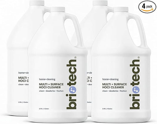 BRIOTECH Extra Strength HOCl Cleaner, 500 PPM Hypochlorous Acid Concentrate, ULV Foggers & Humidifiers, Professional Deodorizer for Dental, Offices, Schools, Homes, Peroxide Free, 1 Gallon (4 Pack)