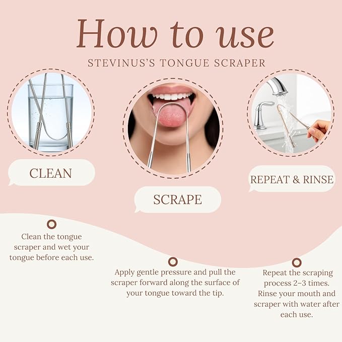 Tongue Scraper, 100% Stainless Steel Tongue scraper for Adults And Kids, Professional Tongue cleaner for Oral Care, Improve Bad Breath and Hygiene (4 scraper with 2 travel case)