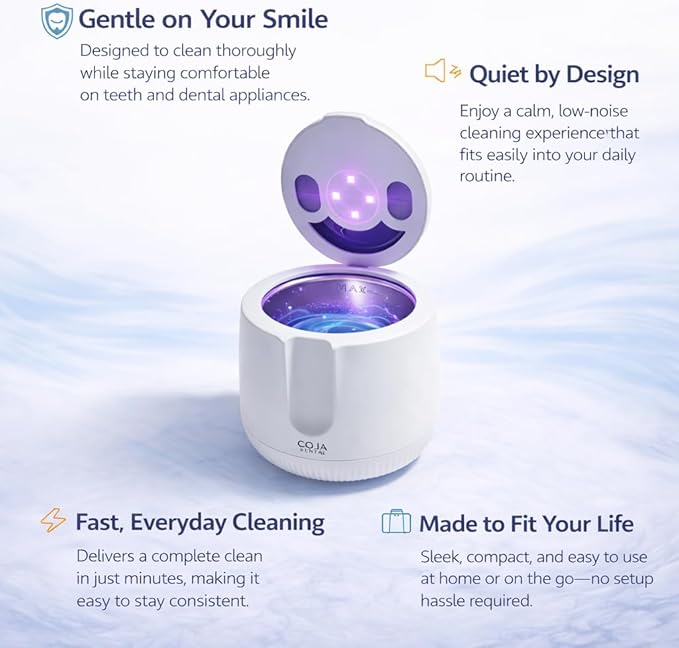 | Oral Cleansing Pod Pro + UV | Dentist-Designed Dental Pod for Retainers, Dentures & Aligners | Rechargeable USB-C (Artic White)