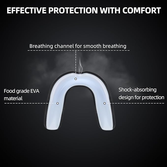 6 Pack Sports Mouthguard, Kids & Youth Mouth Guard with Case for Boxing, MMA, Hockey, Soccer, Basketball, Size S