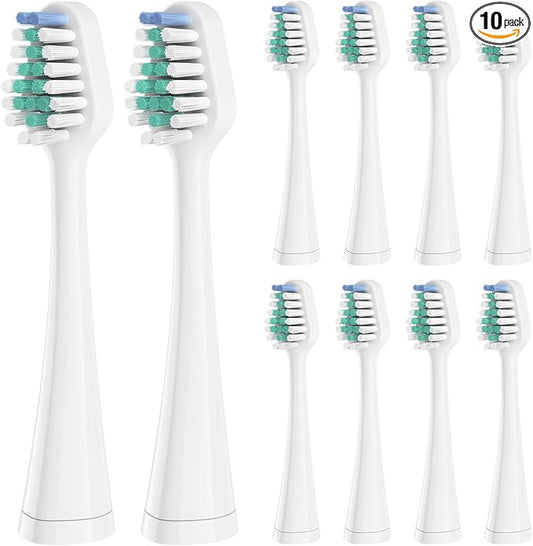 Harobey Replacement Toothbrush Heads for Waterpik Complete Care 5.0/9.0, and Compatible with AquaSonic Duo and Home Dental Center Electric Toothbruh, 10 Count(Pack of 1), White
