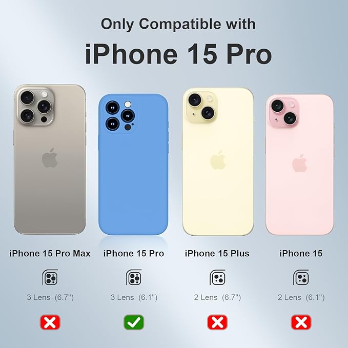 Magnetic for iPhone 15 Pro Case, Compatible with MagSafe, with 9H Nano Screen Protectors, Full Camera Protection, Silicone Shockproof Microfiber Lining Phone Case 6.1", Blue