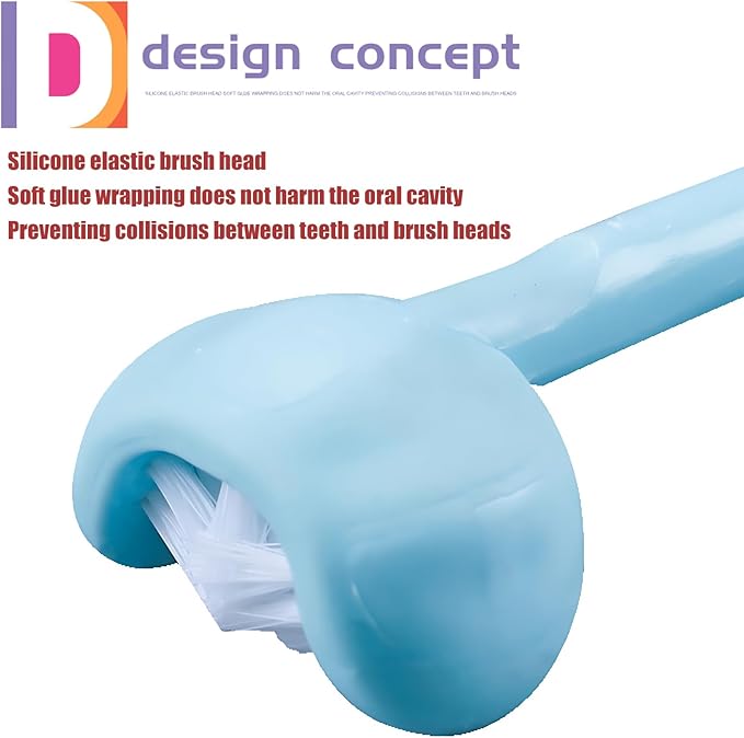 3 Sided Autism Toothbrush Three Bristles for Special Needs Adult Soft Bristles Soft and Gentle for Complete Tooth and Gum Care (Orange 1PCS)