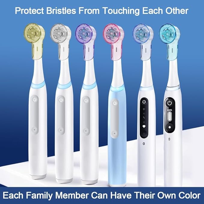 6 Pack Toothbrush Covers for Oral B iO Replacement Heads, Toothbrush Cover Caps for Oral B Pro1000 Electric Toothbrush Head，iO Toothbrush Head Cover for Travel & Home (Pink+Transparent)