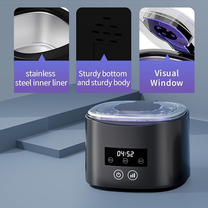 Ultrasonic denture cleaner, Retainer Cleaner Machine for Dentures, Mouth Guards, Braces, Toothbrush Heads, Jewelry, 45kHz Retainer Cleaning, 3 Modes for All Denture Appliances (Black)
