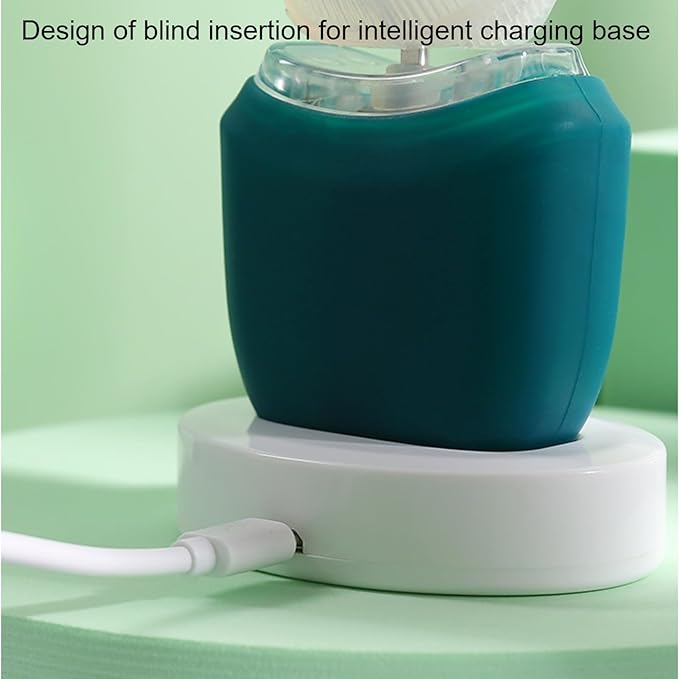 Scandinavian Smiles U-Shaped Electric Toothbrush, 360° Full Coverage Silicone Bristles with 3 Speed Modes for Gentle Cleaning (White)