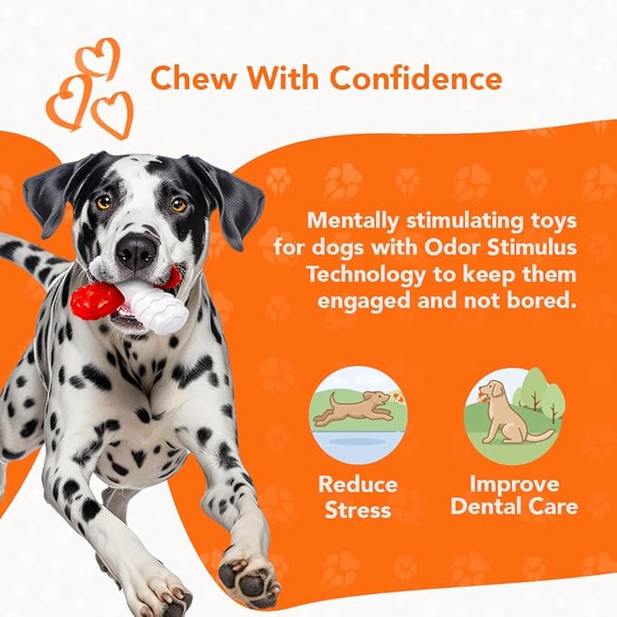 Cross Chew Toy for Dogs, Bacon Scented Tough Dog Toys, Long-Lasting and Durable Teething Toys, Chew and Squeeze Odor Stimulating Dog Chew Toys