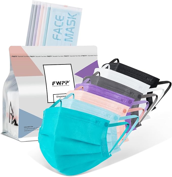 FWPP 4 Layer Individually Wrapped Earloop Disposable Face Masks 50 Pcs Rainbow Color