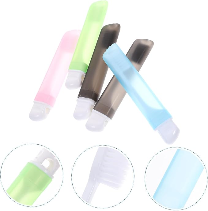 SEWOART 8Pcs Portable Folding Travel Toothbrush with Soft Bristles and PP Handle Lightweight and Pocket-Sized for Camping Business Trips and Hotel Use Random Color