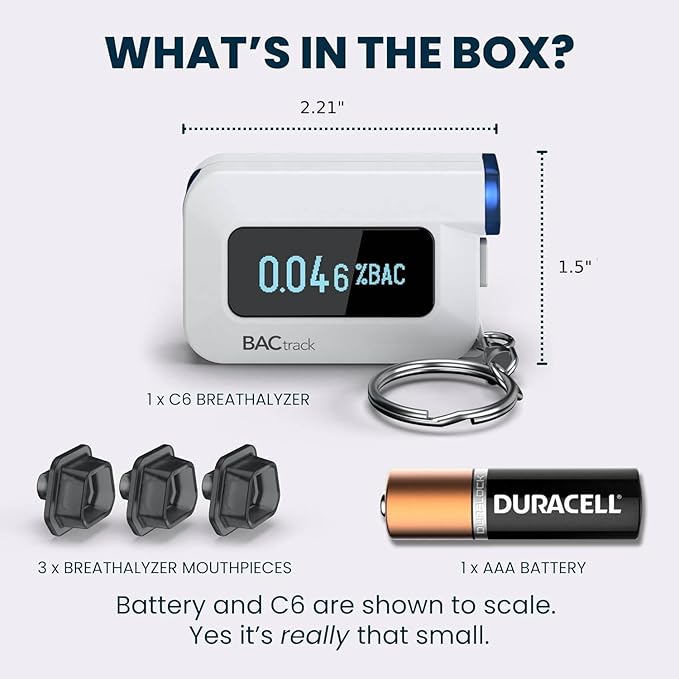 BACtrack C6 Keychain Breathalyzer | Professional-Grade Accuracy | Optional Wireless Smartphone Connectivity | Compatible w/ Apple iPhone, Google & Samsung Android Devices | Apple HealthKit Integration