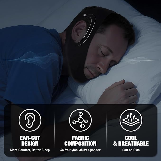 Anti Snore Chin Strap for Sleeping Jaw Tape Mouth Snoring Sleep Devices Stopper Solution Cpap Users Head Mouthpiece to Keep Closed Mandibular Advancement Reducing Aids Men Women