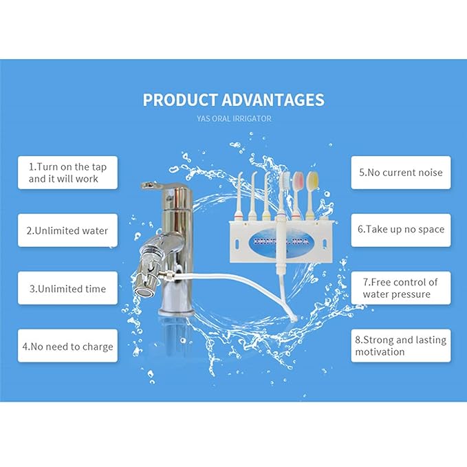 Water Flosser for Family Use 3 Jet Tips & 3 Toothbrush for Faucet & Shower, Oral Irrigator Non-Electric Safety , Dental Oral Care Tooth Cleaning
