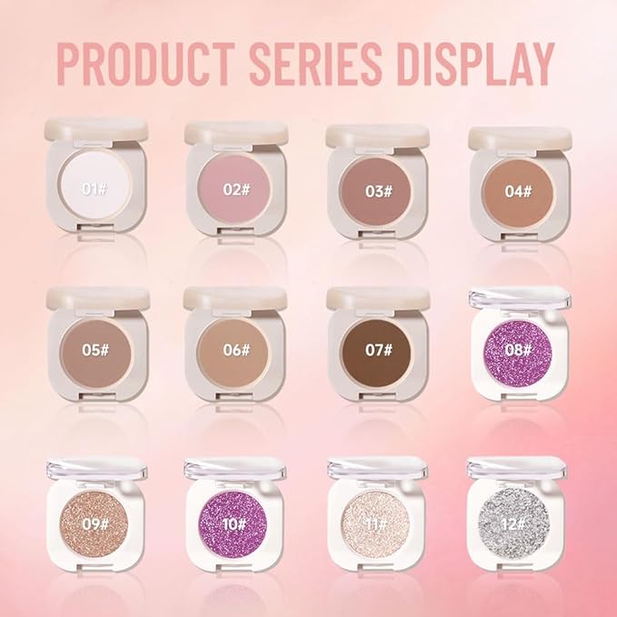 Pearlescent mini Eyeshadow Highly Pigmented Blend Matte & Shimmer EyeShadow,Cream Moisturizing Waterproof&Long Lasting Eye Makeup Natural Luminous Makeup Look (B07, 1 Count (Pack of 1))