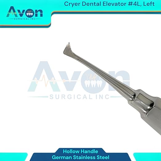 Root and Tooth Extraction Dental Cryer Elevator Pick, Sharp Angled Tip, Color-Coded Handle Ends | Autoclave-Safe German Stainless Steel Dental Instruments (1, #4L Cryer - Gold End)