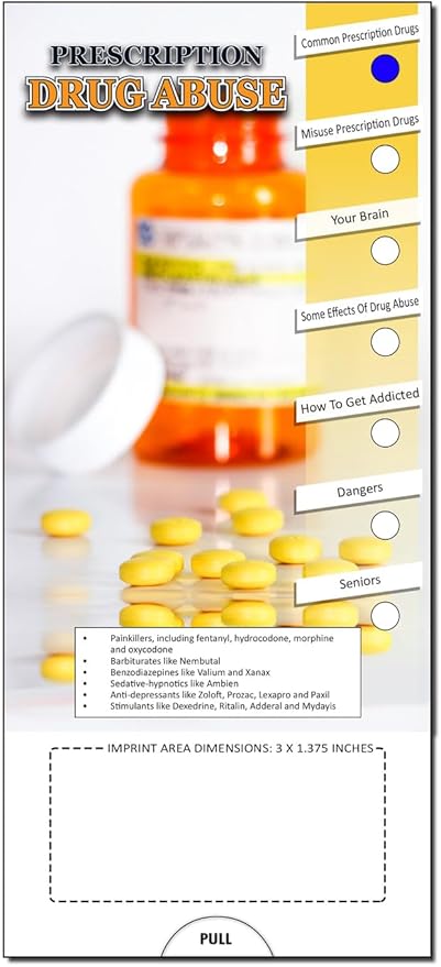ZOCO - Prescription Drug Abuse Slide Chart - Custom Promotional Item (Pack of 250) - Warning Signs, Symptoms, Treatment Options Brochure - Doctor’s Office, Health Clinic, Rehab Handout- 3.75 x 8.5 in.