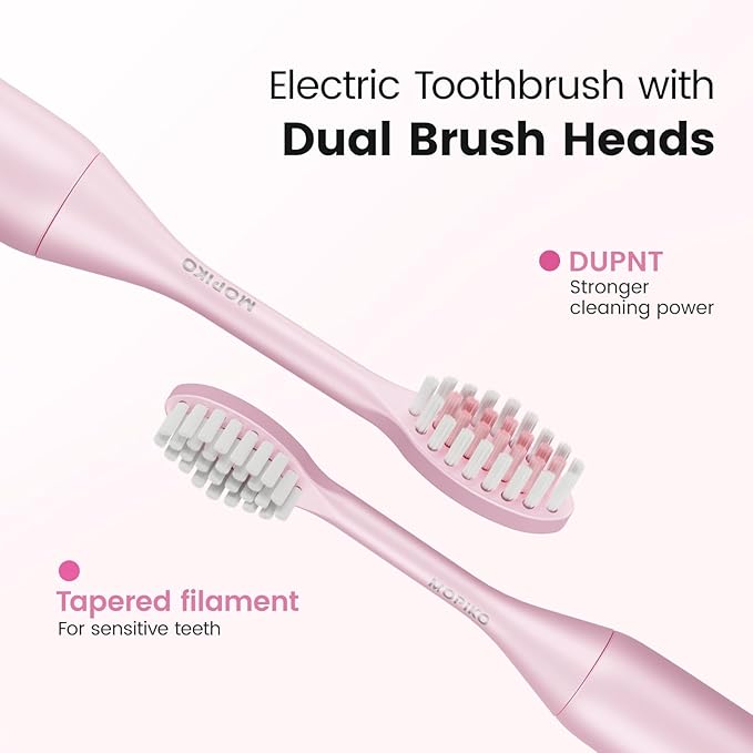 Sonic Electric Toothbrush for Adults, Rechargeable Portable Electric Toothbrush Travel Kit (Pink, USB)