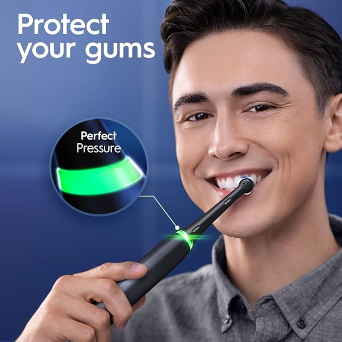 Oral-B iO Series 9 Limited Rechargeable Black Electric Toothbrush with (2) Ultimate Clean and (1) Gentle Care Replacement Brush Heads, Black, Travel Case and Charger