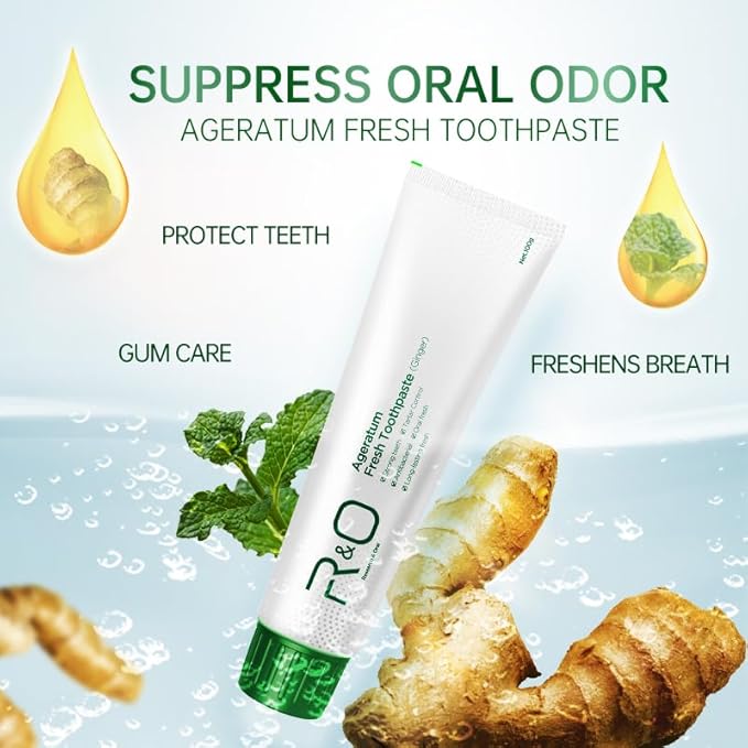 R&O Ginger Mint Fresh Toothpaste - Natural Plaque Removal & Fresh Breath | 3.53oz 2-Pack