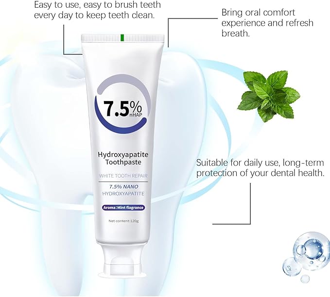Hydroxyapatite Toothpastes for Enamel Protection and Tooth Strengthening, Fluoride-Free | Gentle | Mint | Fresh Breath, 4.23 oz (2)