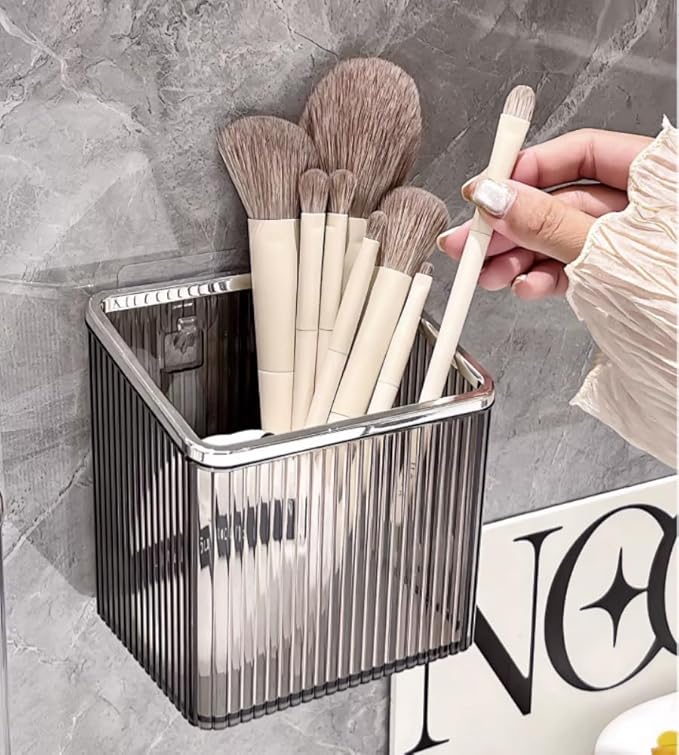 2 Pack Wall Toothbrush Holder for Shower Adhesive Shower Holder for Tooth Brush,Electric Toothbrush,Toothpaste,Razor,Makeup Brush,Hanging Wall Storage Organizer Bucket(Grey)