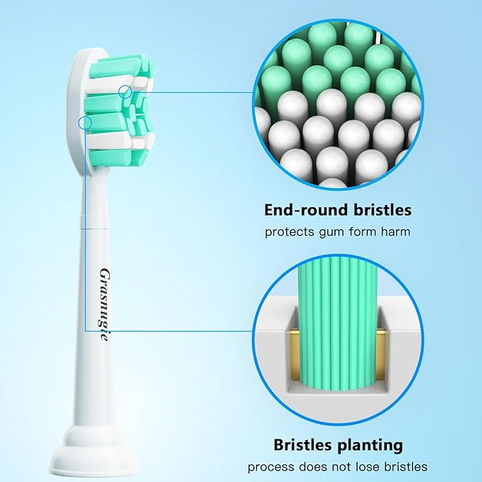 Replacement Toothbrush Heads for Philips Sonicare Electric Toothbrush Snap-on Handle: Medium Softness Bristles, 4 Brush Heads Refill, White