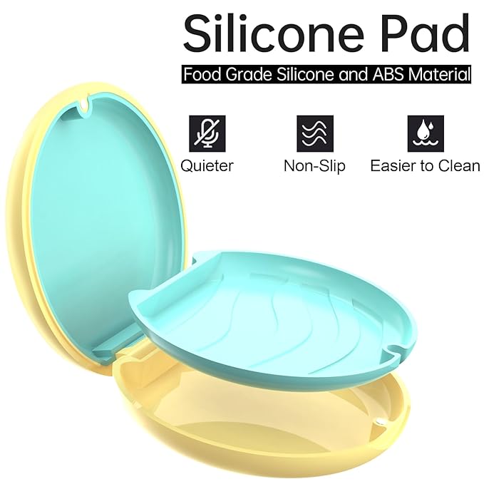 Retainer Case, Slim Aligner Case Compatible with Invisalign, Cute Retainer Box with Silicone Pads, Yellow
