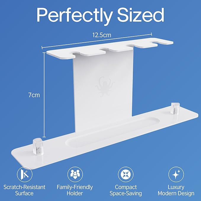Compatible with Oralb Accessories, Stainless Steel Electric Toothbrush Heads Holder and Oralb Accessories Organizer, Adhesive or Free-Standing Installation (Electric Toothbrush Heads Holder) - White