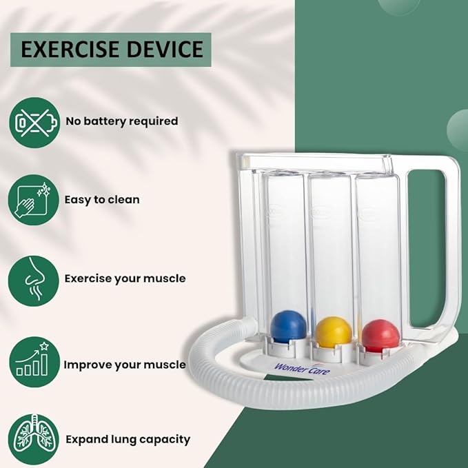 Wonder Care Deep Breathing Lung Exerciser | Incentive Spirometer | Washable & Hygienic | Non Measuring | with Handle
